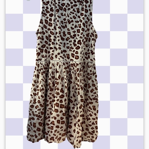 Anthropologie animal print tunic style button down shirt sleeveless flowy - Picture 4 of 13